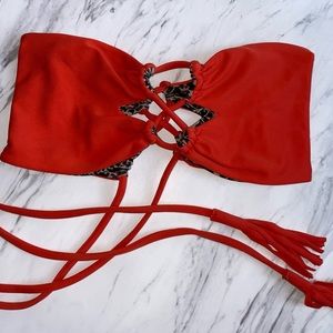 Acacia Hibiscus Red Lumahai Bikini Top